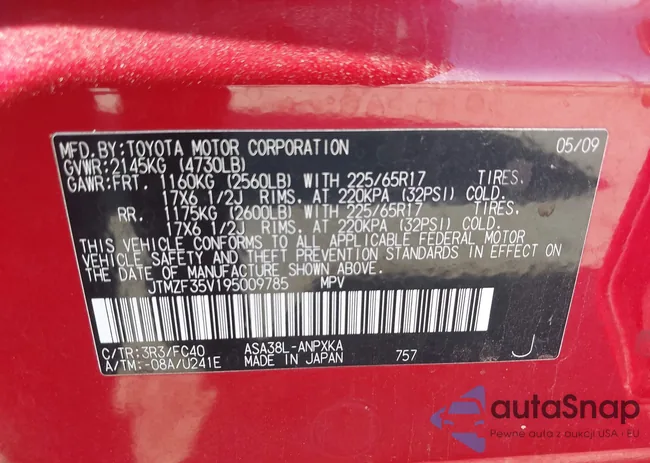 JTMZF35V195009785: 44503952