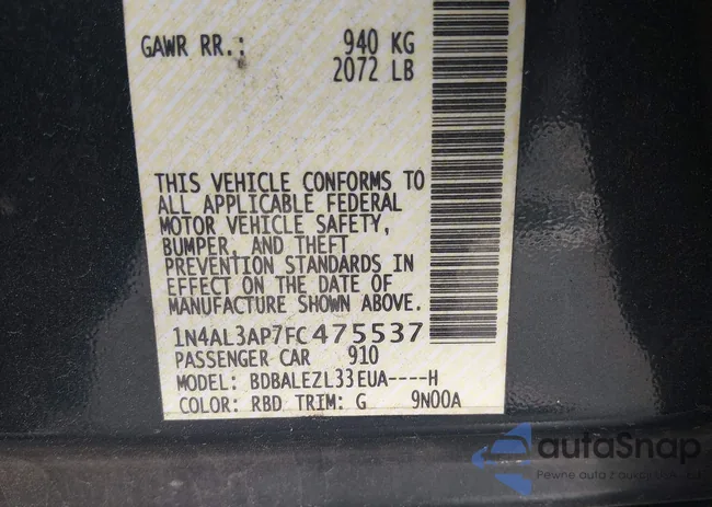 1N4AL3AP7FC475537: 44504020