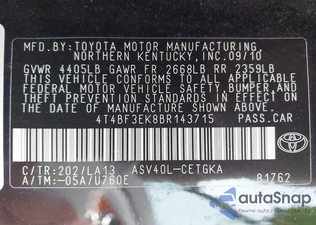 4T4BF3EK8BR143715: 44504026