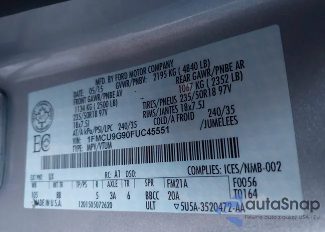 1FMCU9G90FUC45551: 44504046