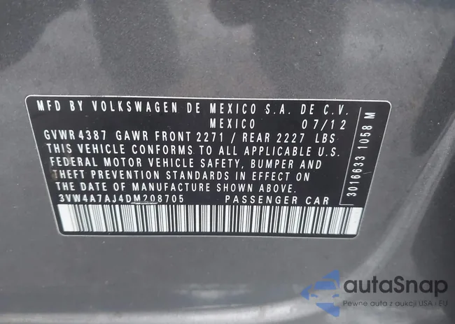 3VW4A7AJ4DM208705: 44504220