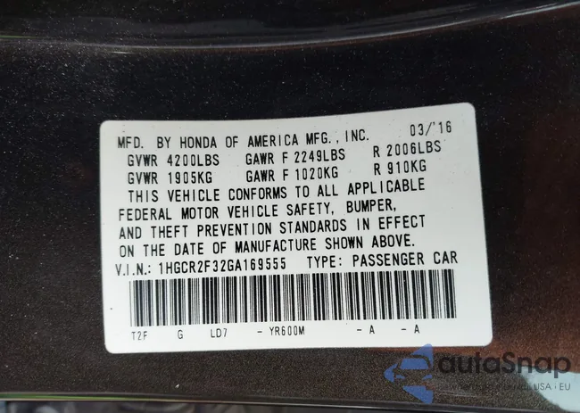 1HGCR2F32GA169555: 44503282