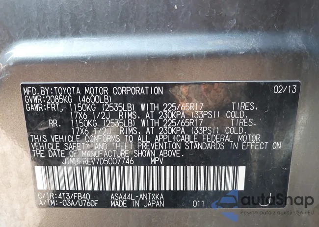 JTMBFREV7D5007746: 44503335