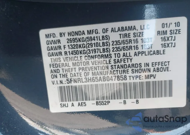 5FNRL3H65AB047858: 44503390