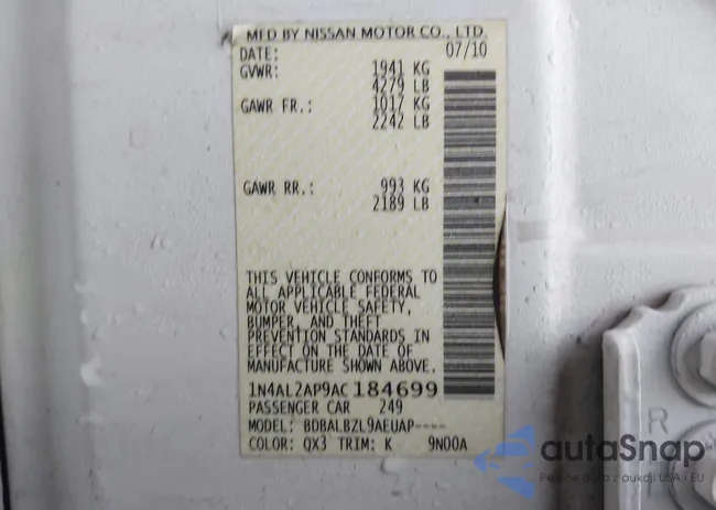 1N4AL2AP9AC184699: 44503403