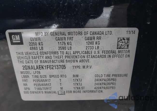 2GNALAEK1F6213705: 44503421