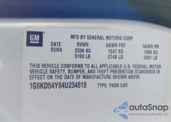1G6KD54Y84U234818: 44503450