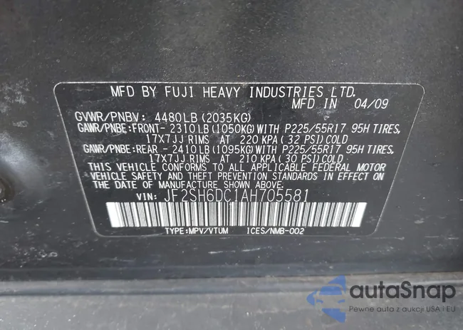 JF2SH6DC1AH705581: 44503506