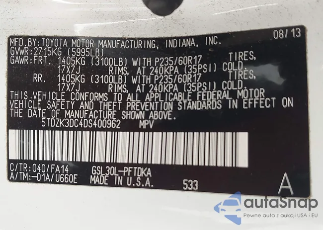 5TDZK3DC4DS400962: 44503560