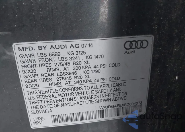 WA1DGAFEXFD004073: 44503600