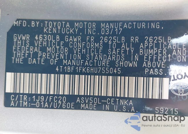 4T1BF1FK6HU755045: 44504730