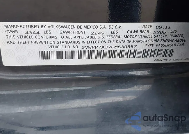 3VWPP7AJ7CM630557: 44504850