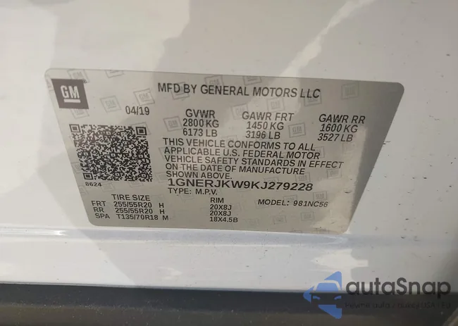 1GNERJKW9KJ279228: 44504857