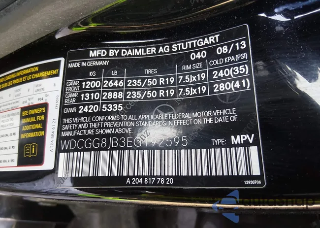 WDCGG8JB3EG192595: 44504259