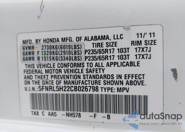 5FNRL5H22CB026798: 44504381