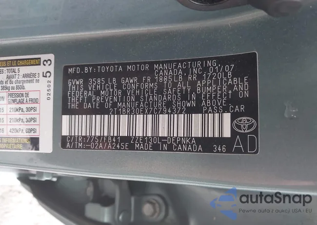 2T1BR30EX7C794372: 44504488