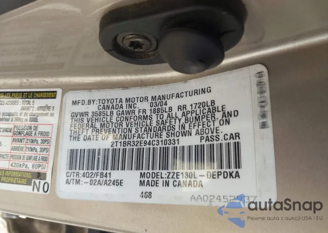 2T1BR32E94C310331: 44504568