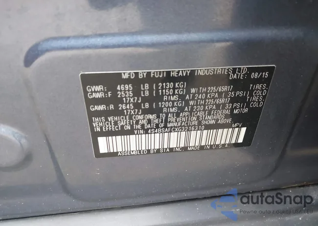 4S4BSAFCXG3216310: 44504583