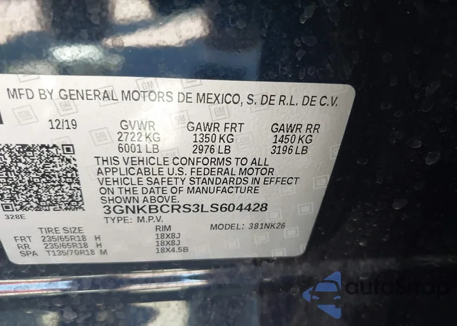 3GNKBCRS3LS604428: 44505742