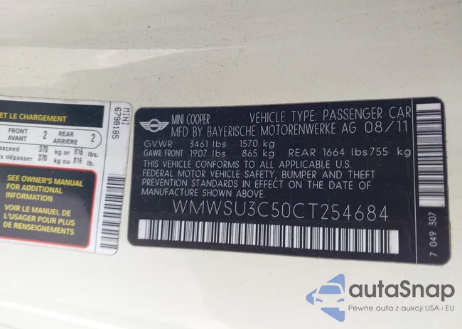 WMWSU3C50CT254684: 44505895