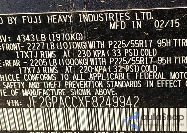 JF2GPACCXF8249942: 44505934