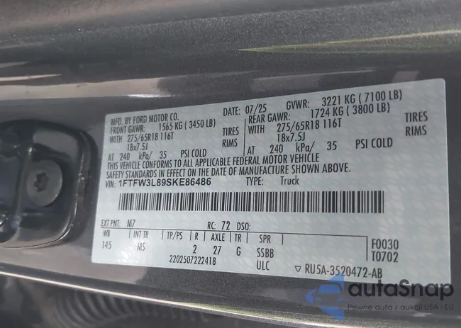 1FTFW3L89SKE86486: 44506181