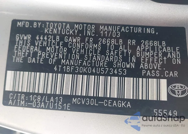 4T1BF30K04U573453: 44505336