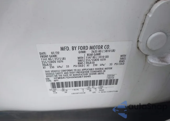 1FMSK7DHXNGB73045: 44505388