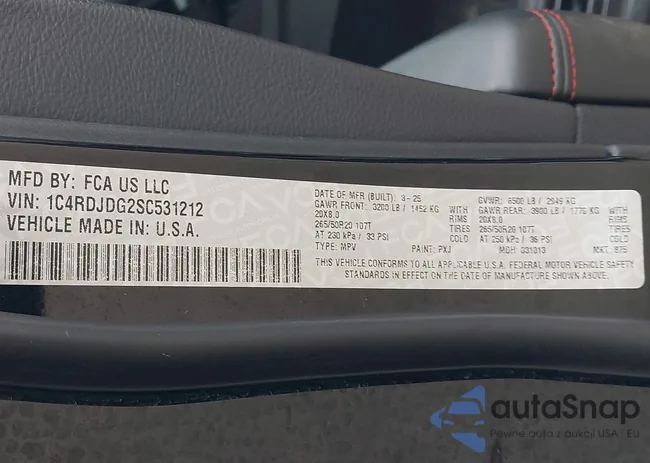 1C4RDJDG2SC531212: 44505478