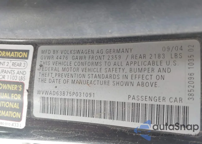 WVWAD63B75P031091: 44506708