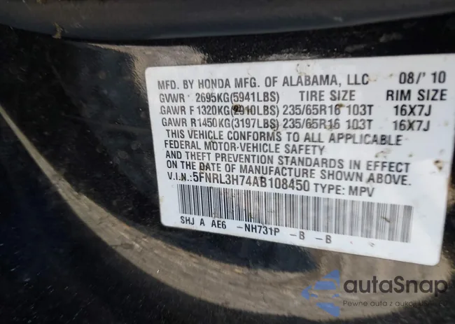 5FNRL3H74AB108450: 44506744