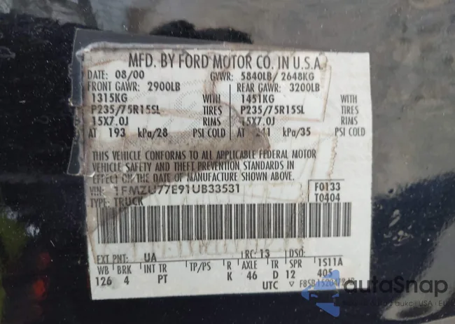 1FMZU77E91UB33531: 44506812