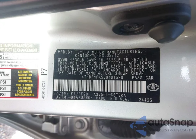 4T1BF1FK5CU104580: 44506929