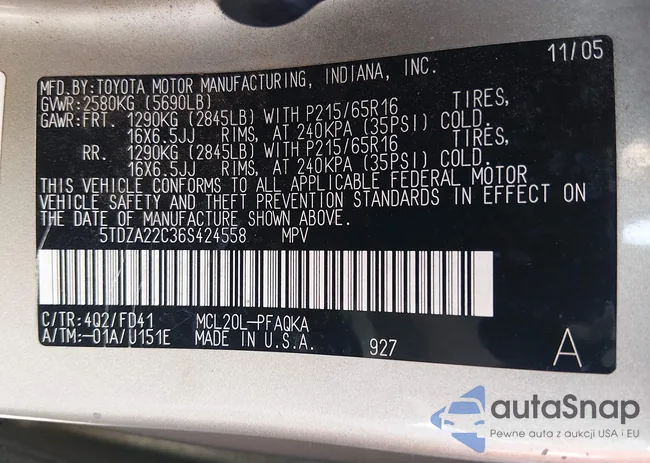 5TDZA22C36S424558: 44507014