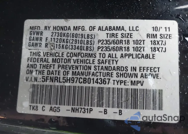 5FNRL5H97CB014367: 44507020