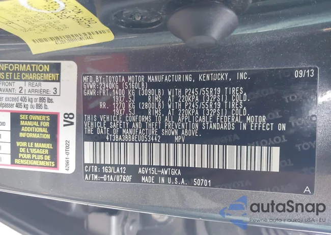 4T3BA3BB8EU053442: 44507047