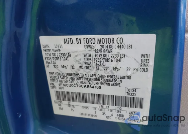 1FMCU0C79CKB64765: 44507060