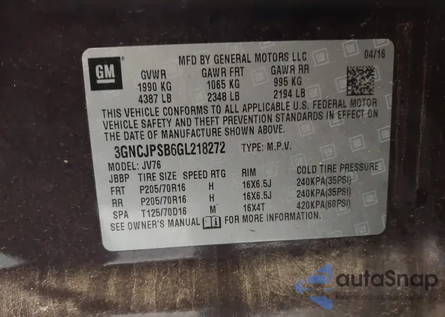 3GNCJPSB6GL218272: 44506340