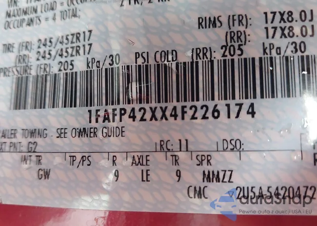 1FAFP42XX4F226174: 44506543