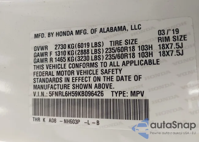 5FNRL6H59KB096426: 44506630