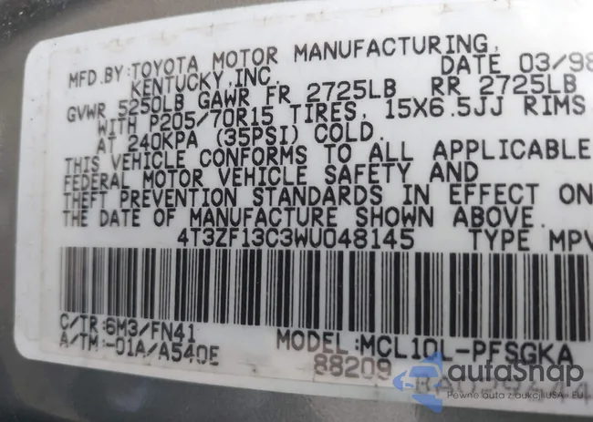 4T3ZF13C3WU048145: 44507785