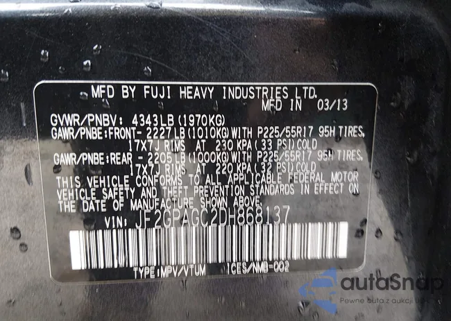 JF2GPAGC2DH868137: 44507864