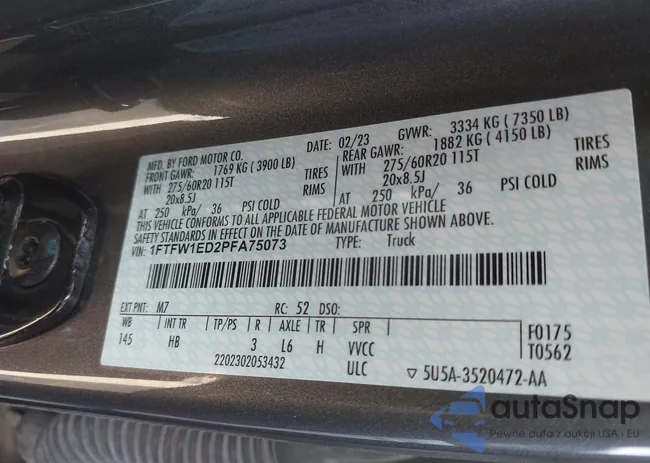 1FTFW1ED2PFA75073: 44507921