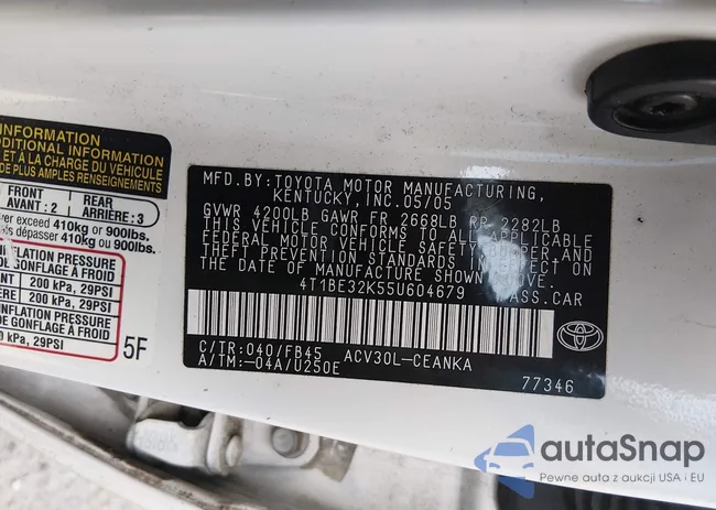 4T1BE32K55U604679: 44507952