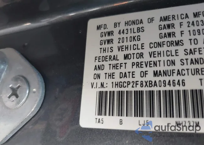 1HGCP2F8XBA094646: 44507315