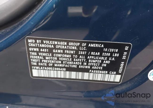 1VWLA7A30KC005435: 44507338