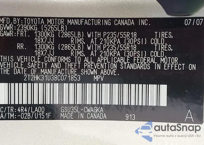 2T2HK31U38C071853: 44507366