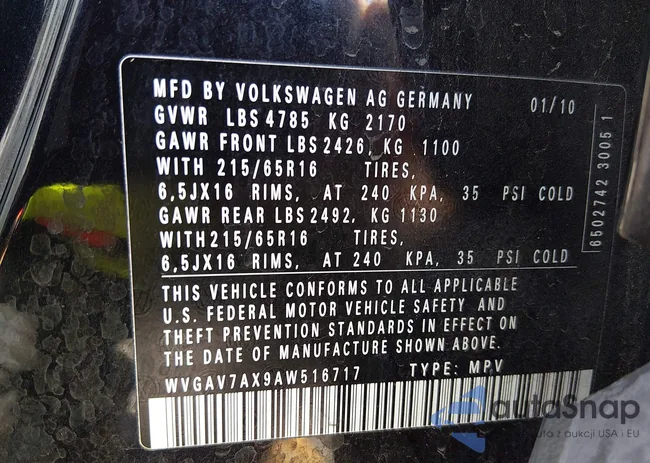 WVGAV7AX9AW516717: 44507627