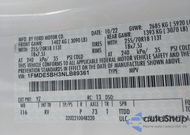 1FMDE5BH3NLB89361: 44508914