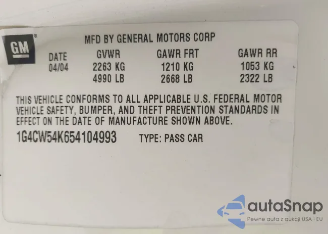 1G4CW54K654104993: 44508918